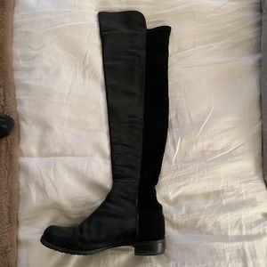 Stuart Weitzman Black Leather Over the Knee Boots